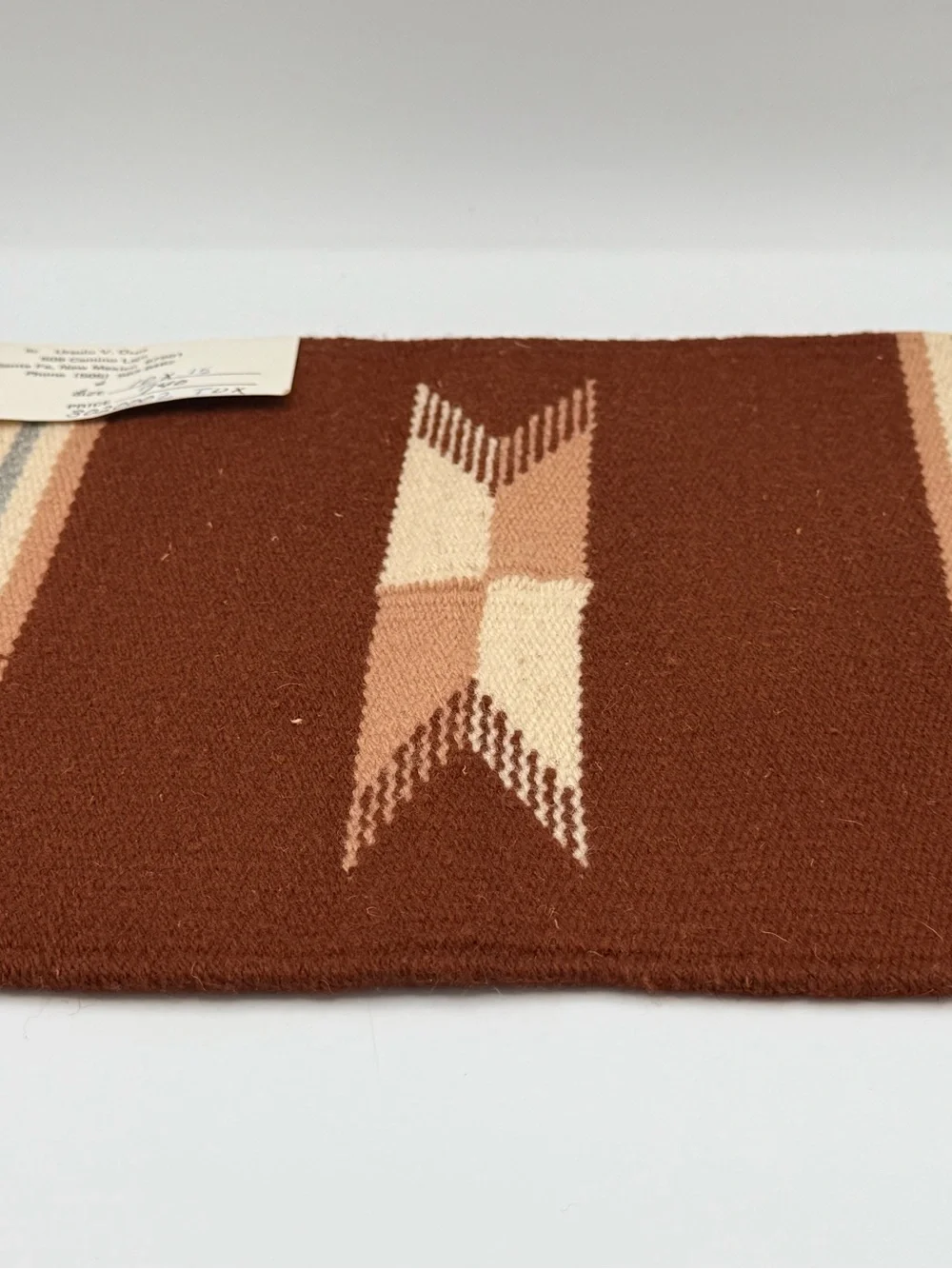 Ursulo V. Ortiz Chimayo Handwoven All-Wool Textile 10x15 in Santa Fe NM